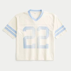 White and Blue Mesh Jersey Top